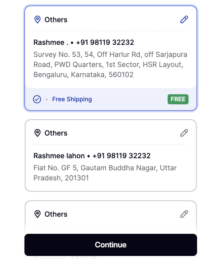 define checkout- step 3 shipping information